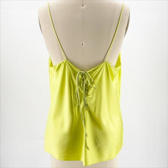 Cami NYC Silk Blend Camis Top in Acid Green Neon w/ criss cross tie back XL - Picture 4 of 9